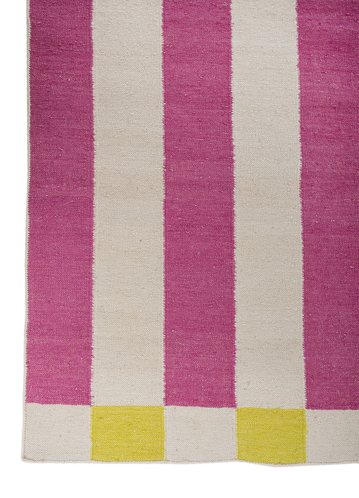 checkers blue wool flat weaves Rug - Corner