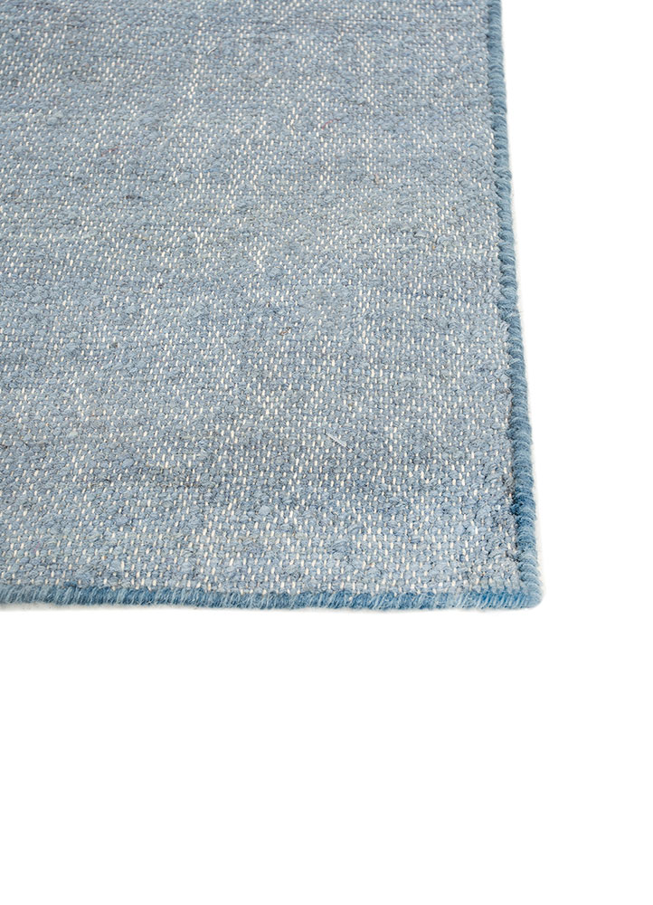 checkers blue wool flat weaves Rug - Corner