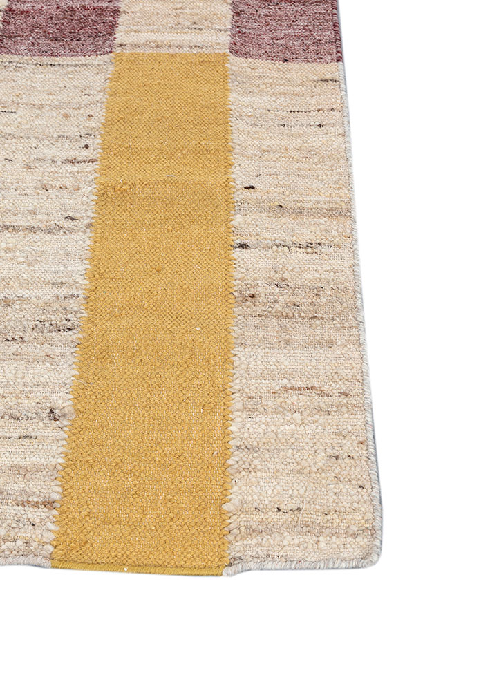 checkers ivory wool flat weaves Rug - Corner