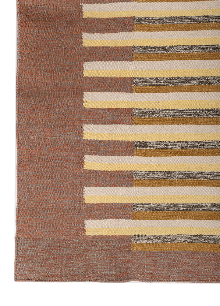 indusbar red and orange wool flat weaves Rug - Corner