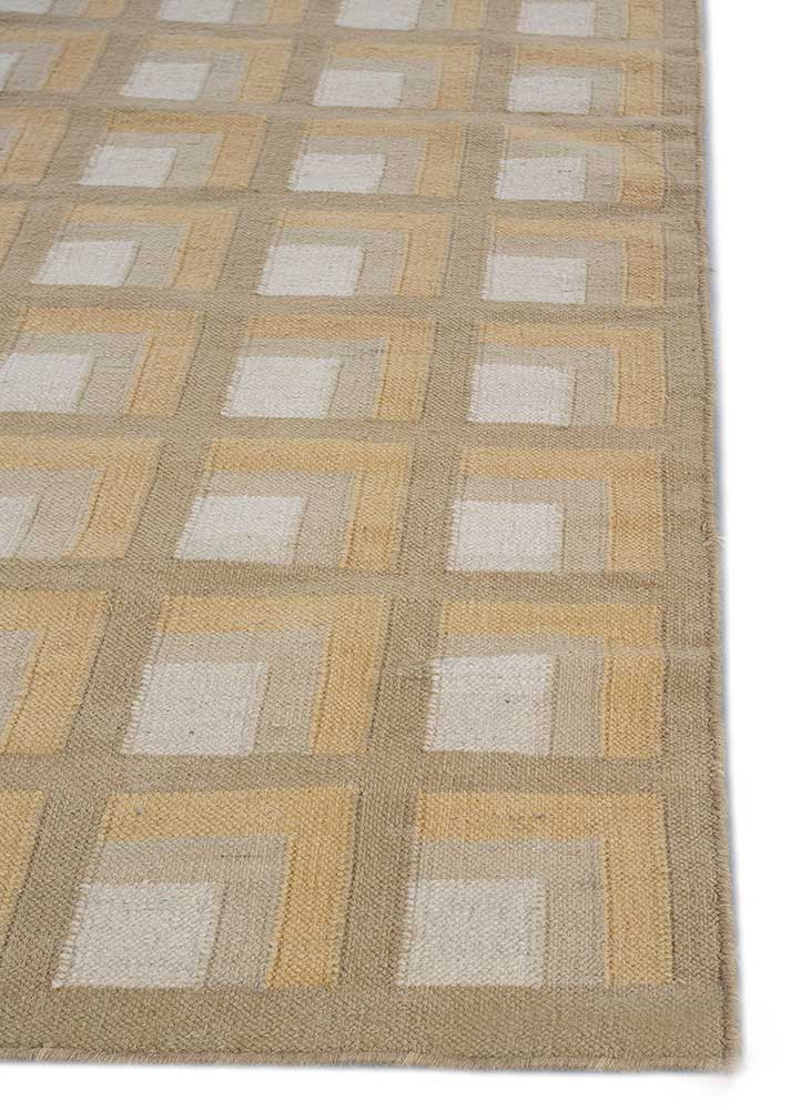 checkers gold wool flat weaves Rug - Corner