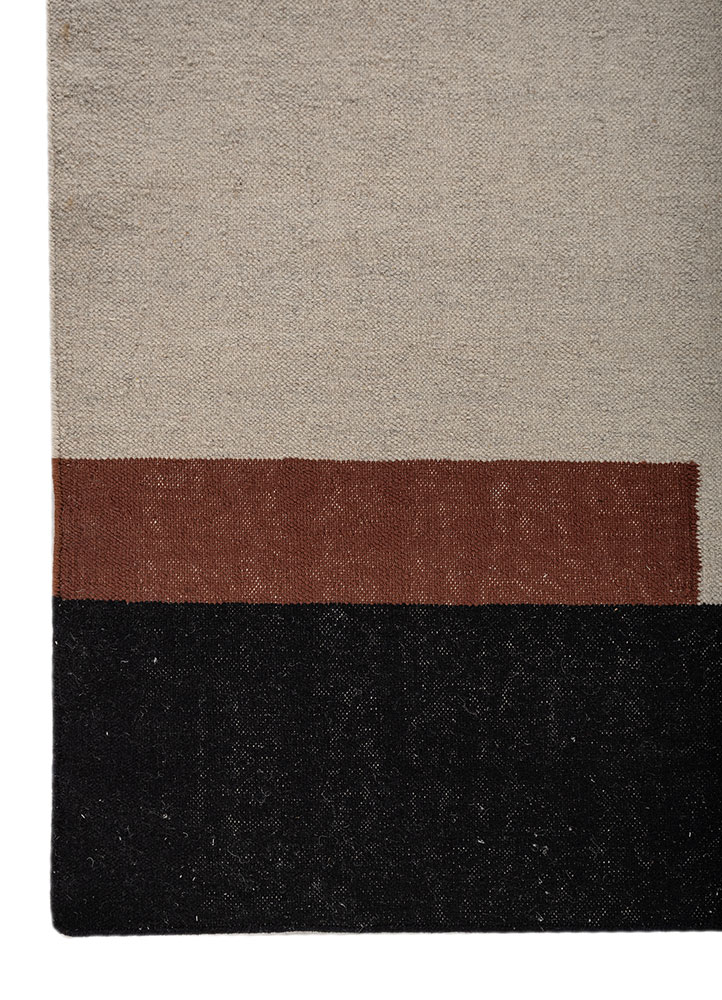 checkers red and orange wool flat weaves Rug - Corner
