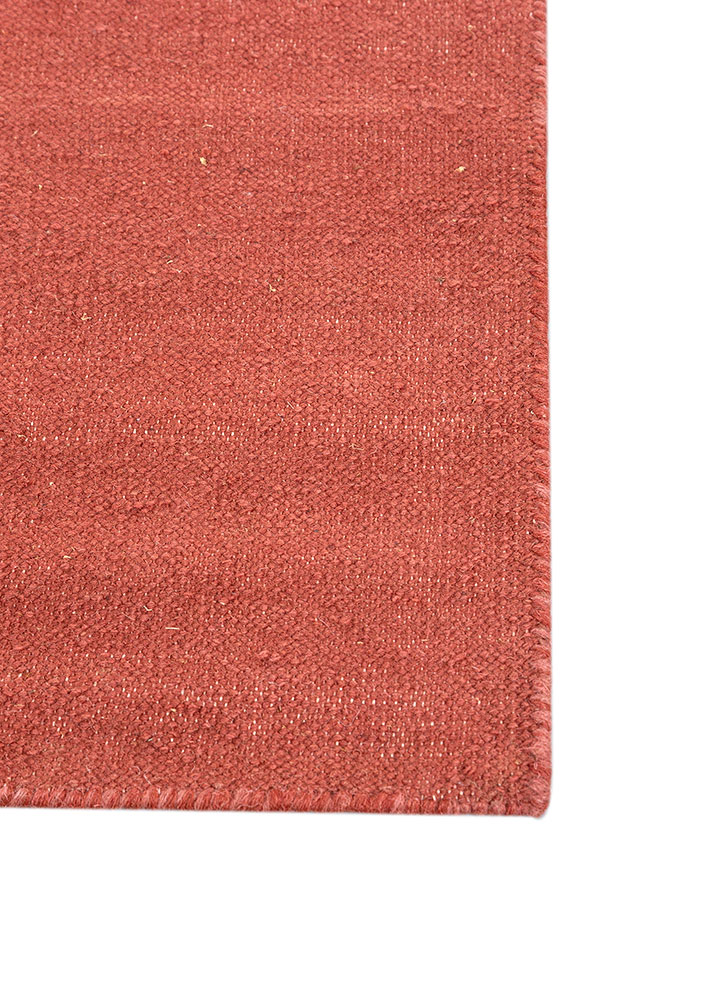 checkers red and orange wool flat weaves Rug - Corner
