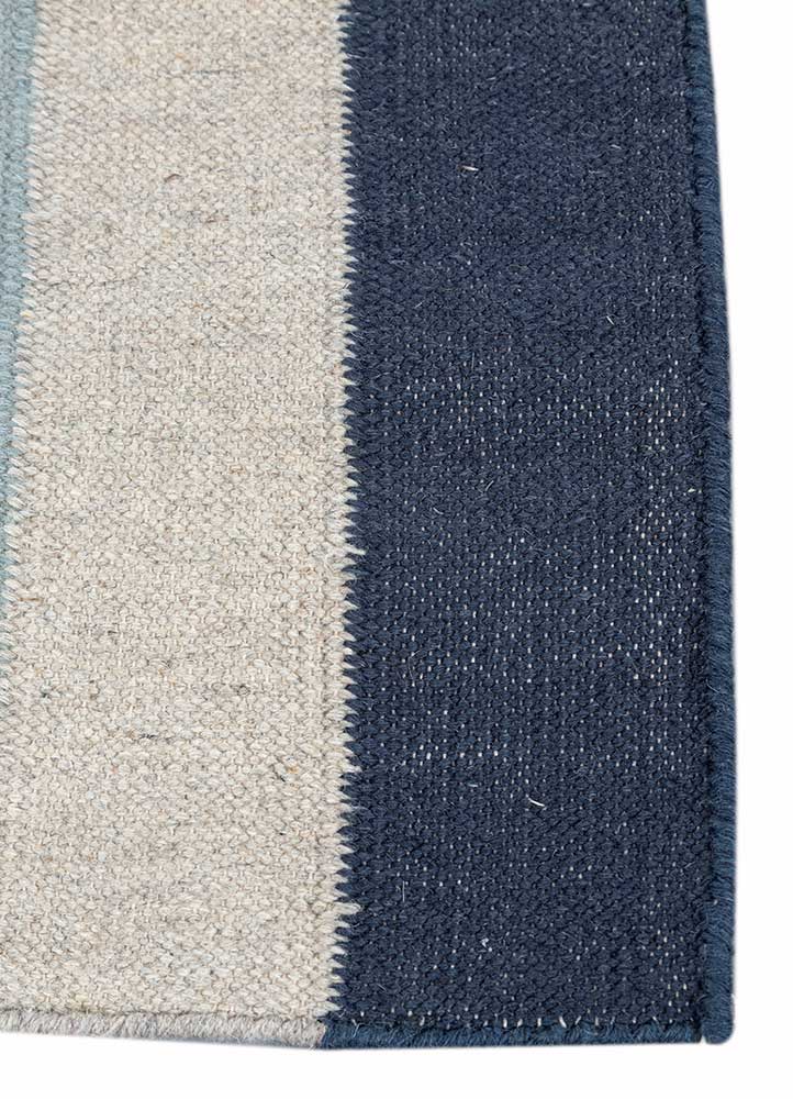 checkers ivory wool flat weaves Rug - Corner