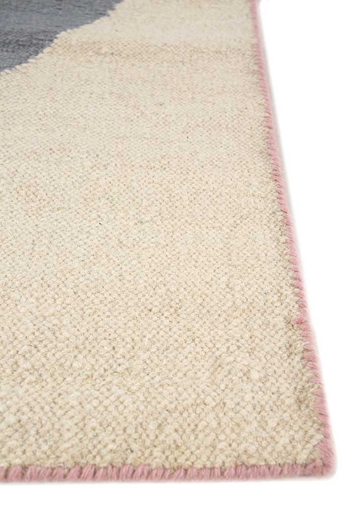 checkers pink and purple wool flat weaves Rug - Corner