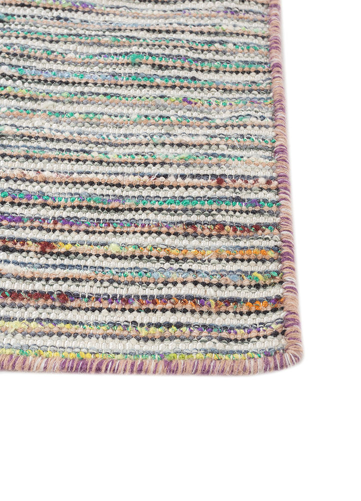 abrash red and orange wool flat weaves Rug - Corner