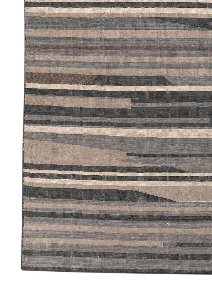 indusbar blue wool flat weaves Rug - Corner