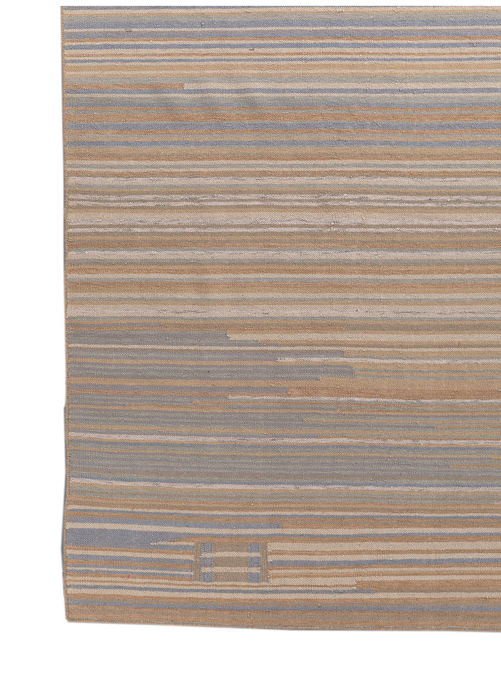 indusbar blue wool flat weaves Rug - Corner