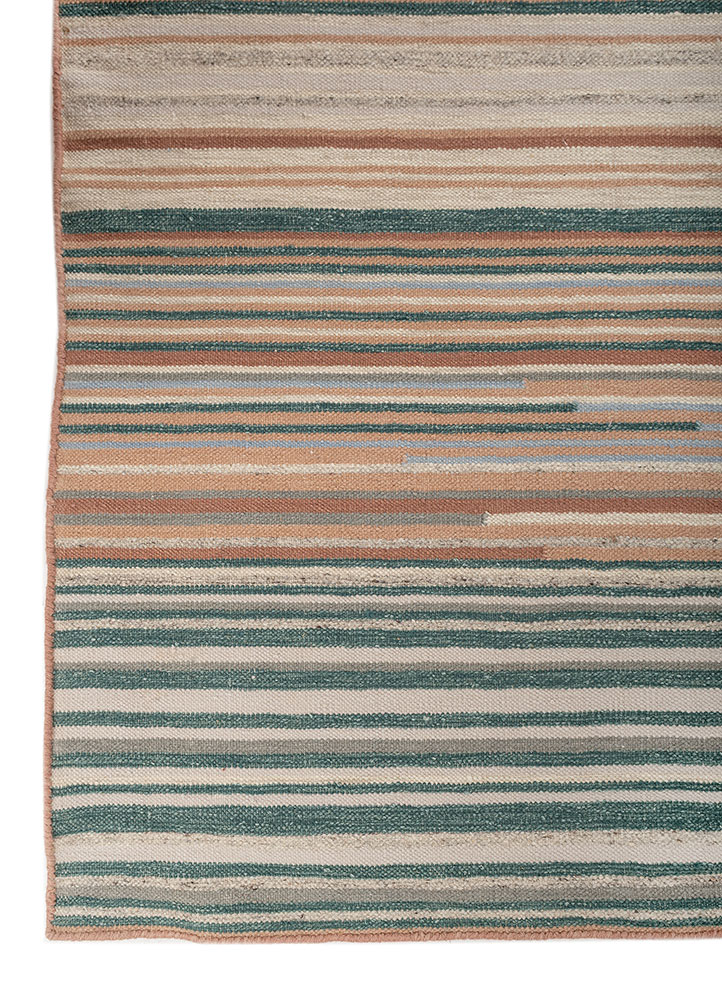 indusbar red and orange wool flat weaves Rug - Corner