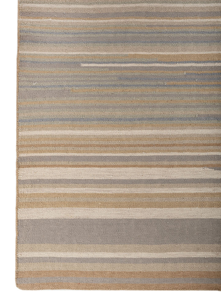indusbar grey and black wool flat weaves Rug - Corner
