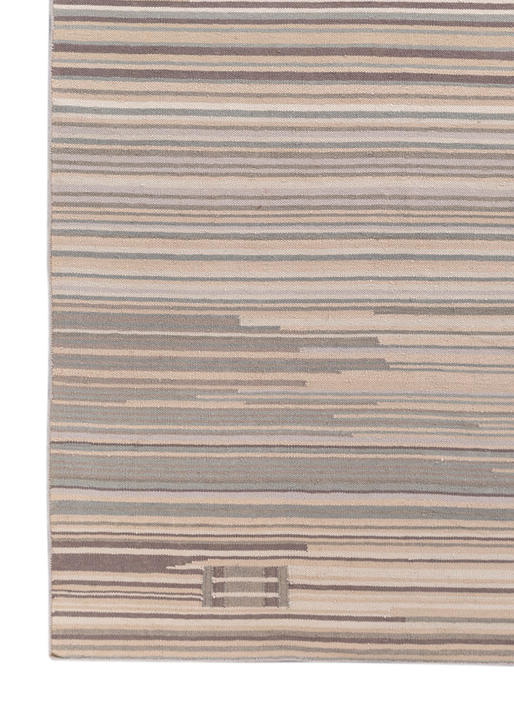 indusbar blue wool flat weaves Rug - Corner