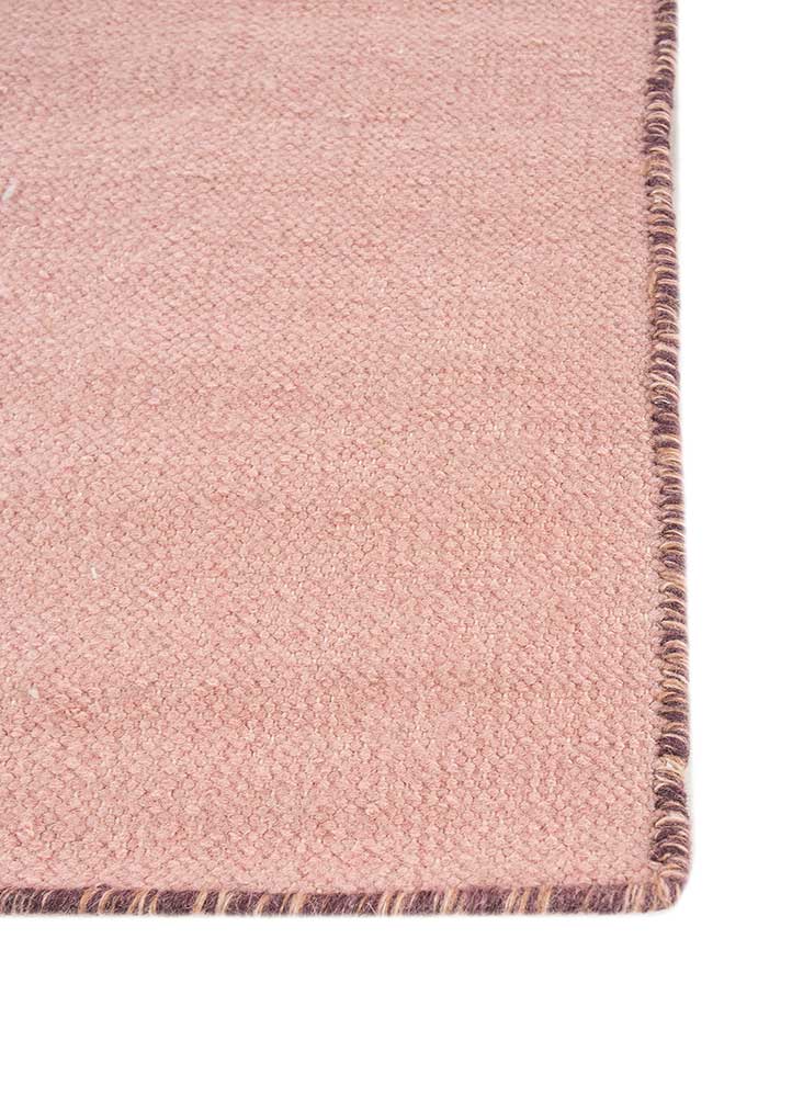 checkers pink and purple wool flat weaves Rug - Corner