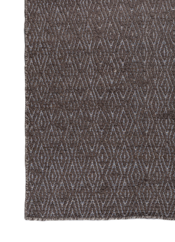 abrash beige and brown wool flat weaves Rug - Corner