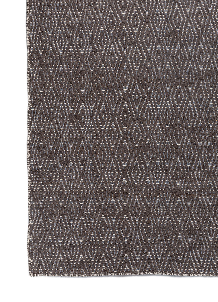 abrash beige and brown wool flat weaves Rug - Corner