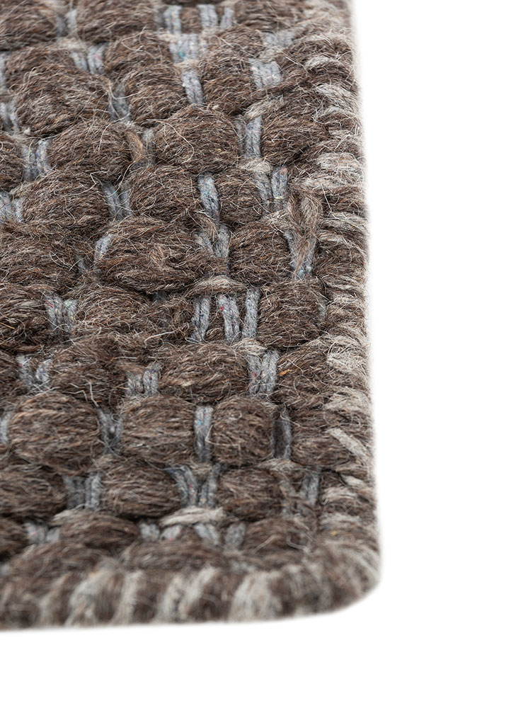 abrash grey and black wool flat weaves Rug - Corner