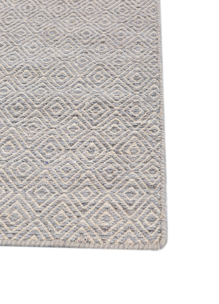 abrash beige and brown wool flat weaves Rug - Corner