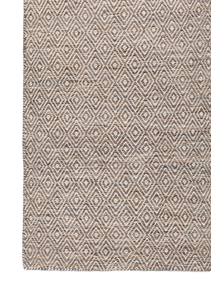 abrash beige and brown wool flat weaves Rug - Corner