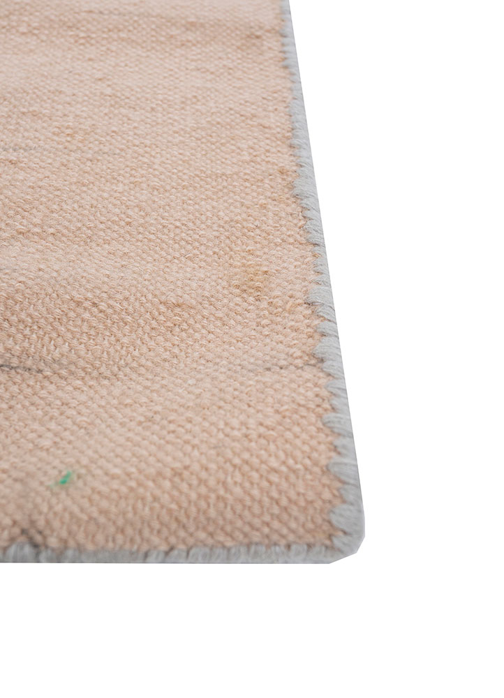 checkers blue wool flat weaves Rug - Corner