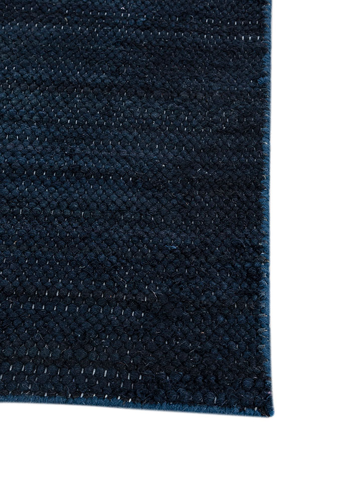 abrash blue wool flat weaves Rug - Corner