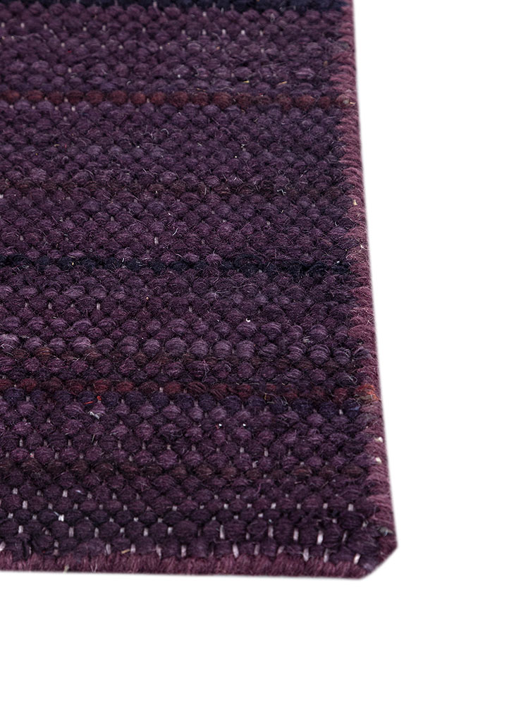 abrash pink and purple wool flat weaves Rug - Corner