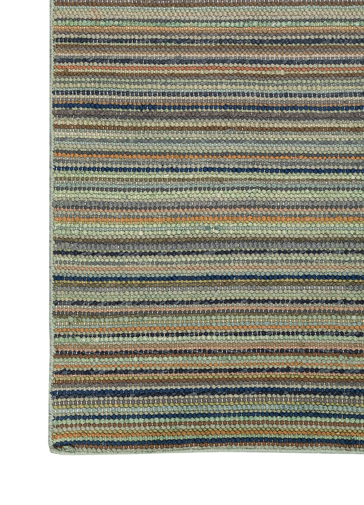 abrash green wool flat weaves Rug - Corner