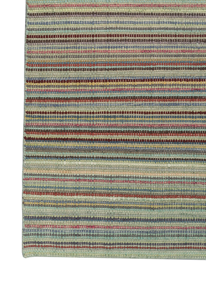 abrash blue wool flat weaves Rug - Corner