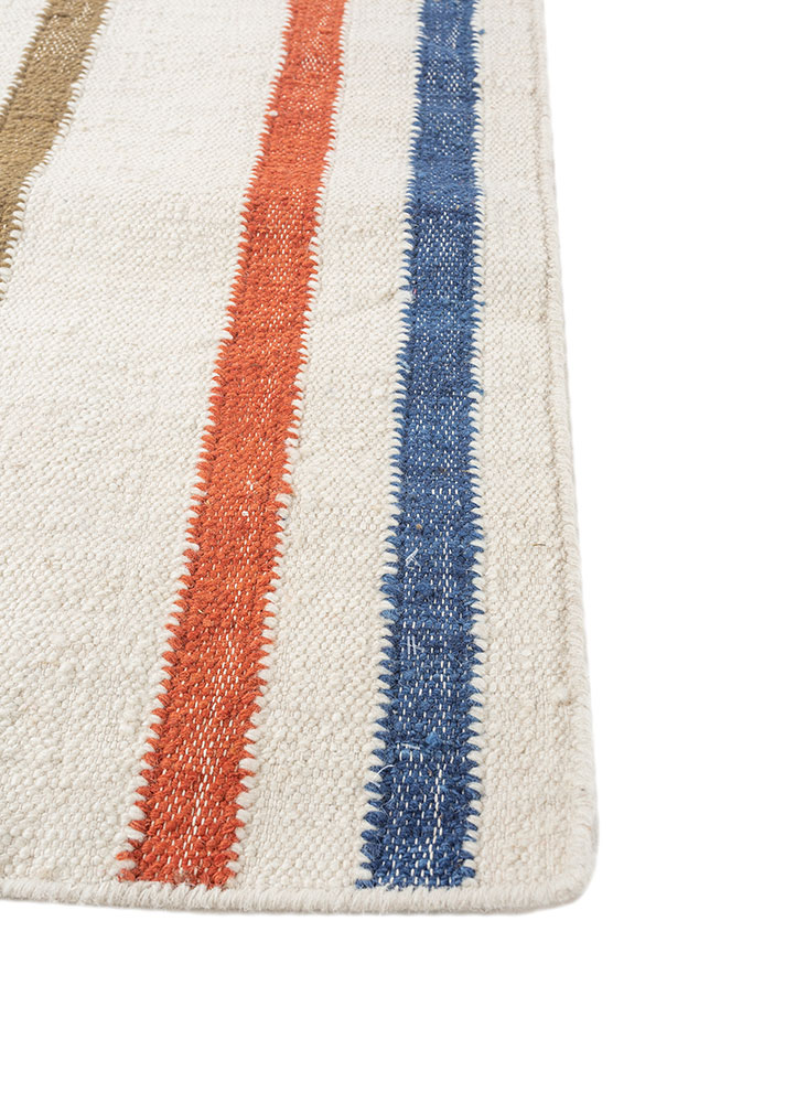 checkers ivory wool flat weaves Rug - Corner