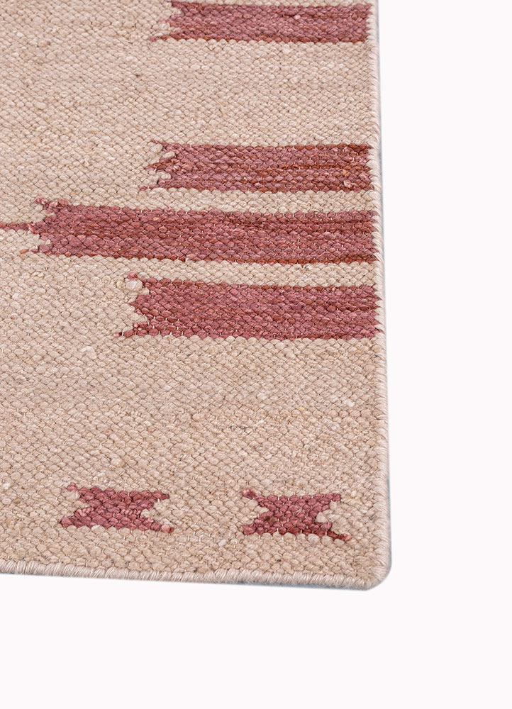 bedouin red and orange wool flat weaves Rug - Corner