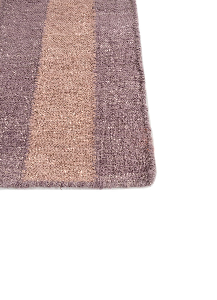 checkers pink and purple wool flat weaves Rug - Corner