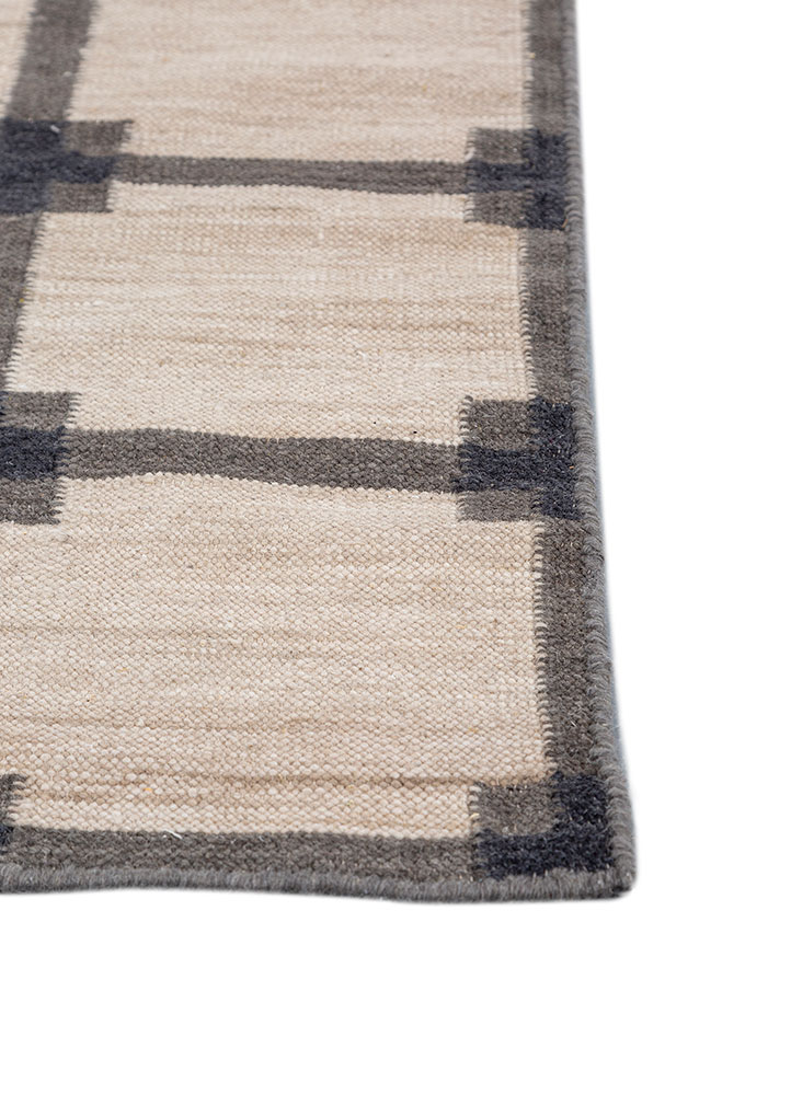 alhambra beige and brown wool flat weaves Rug - Corner
