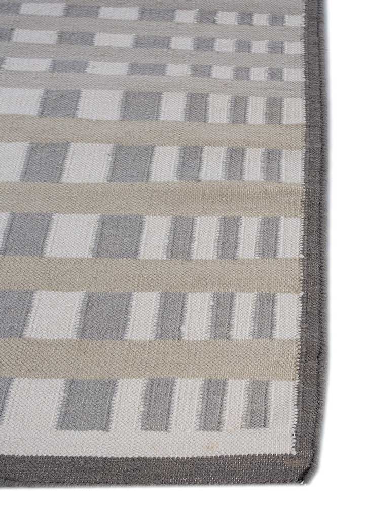 alhambra grey and black wool flat weaves Rug - Corner