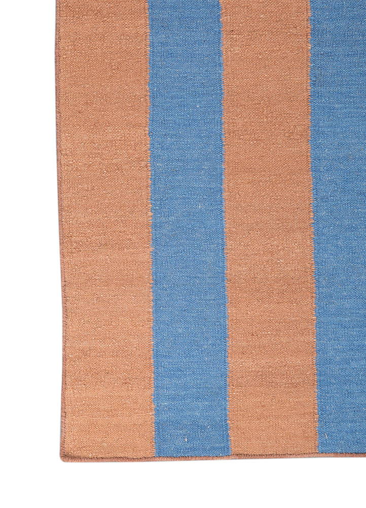 checkers red and orange wool flat weaves Rug - Corner