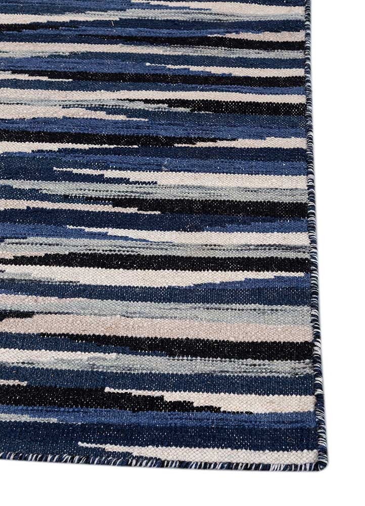 indusbar grey and black wool flat weaves Rug - Corner