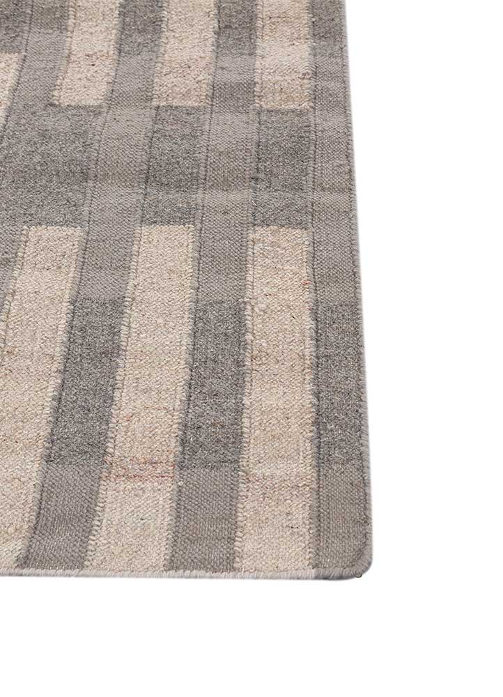 checkers ivory wool flat weaves Rug - Corner