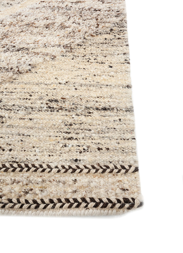 abrash ivory wool flat weaves Rug - Corner