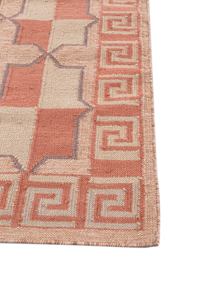 alhambra red and orange wool flat weaves Rug - Corner