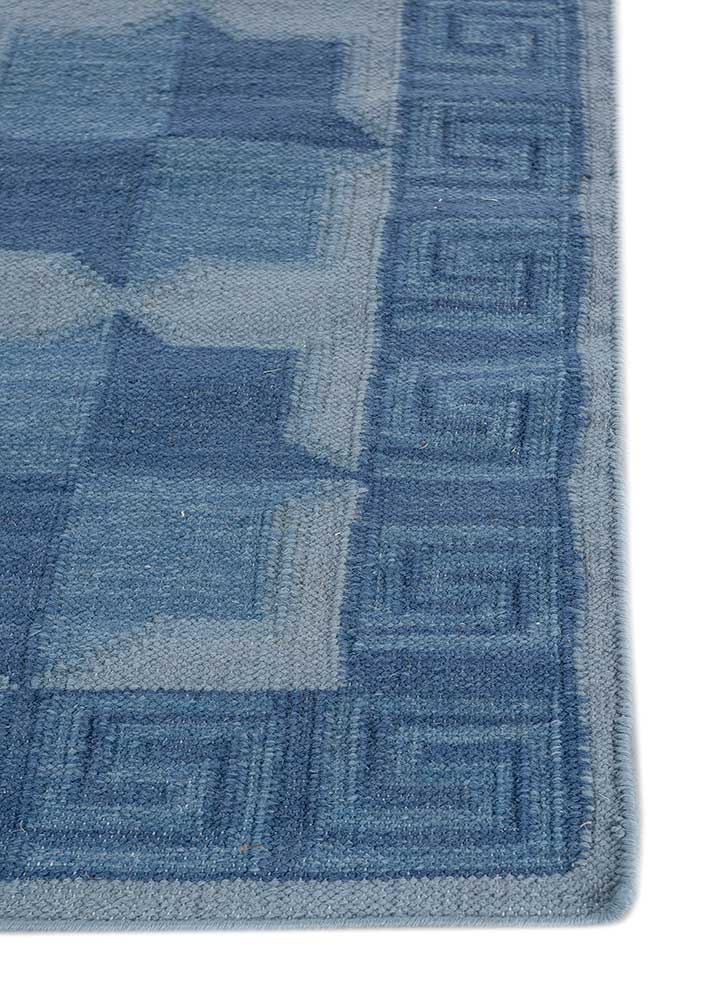 alhambra blue wool flat weaves Rug - Corner