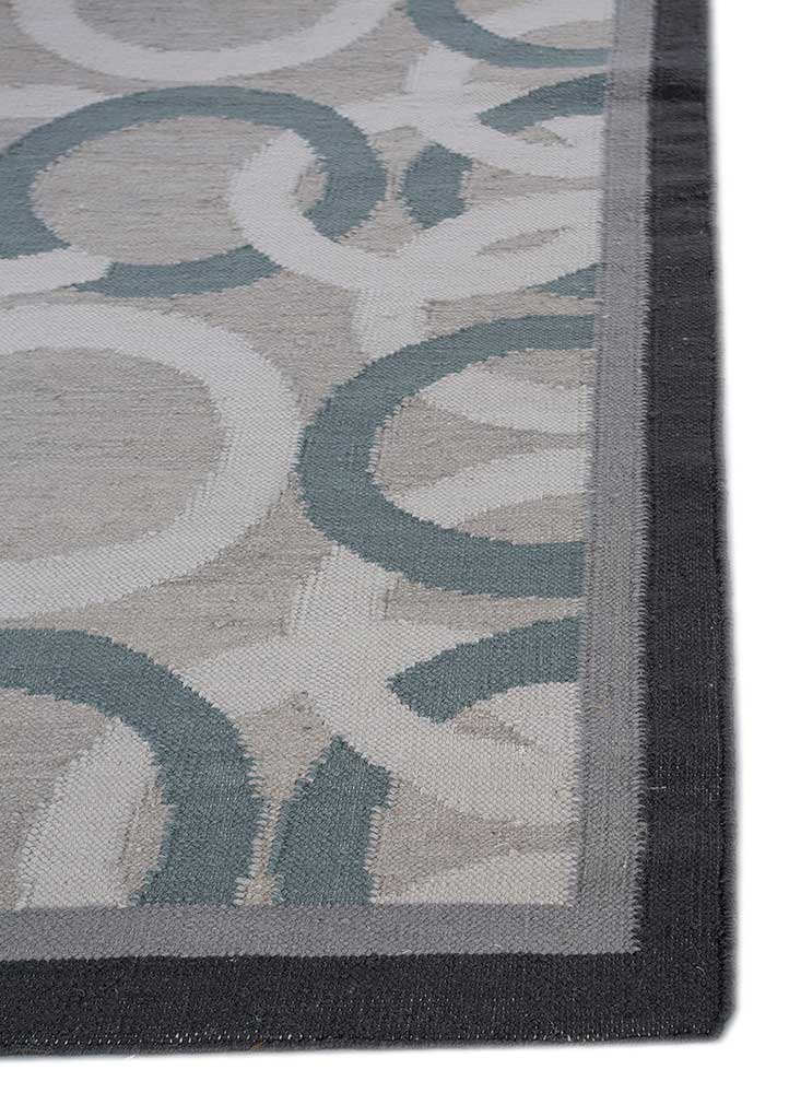 alhambra grey and black wool flat weaves Rug - Corner