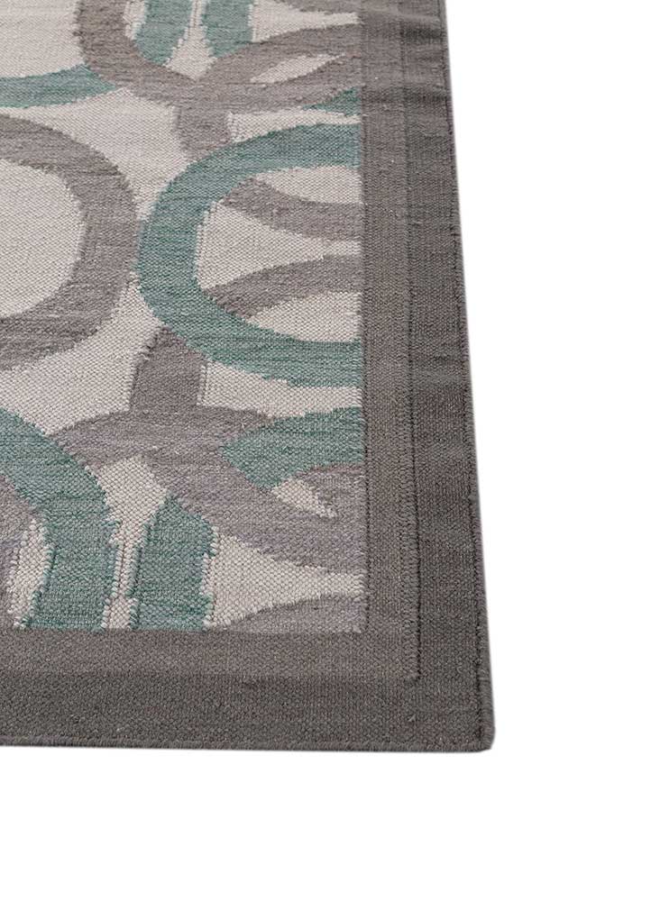 alhambra grey and black wool flat weaves Rug - Corner