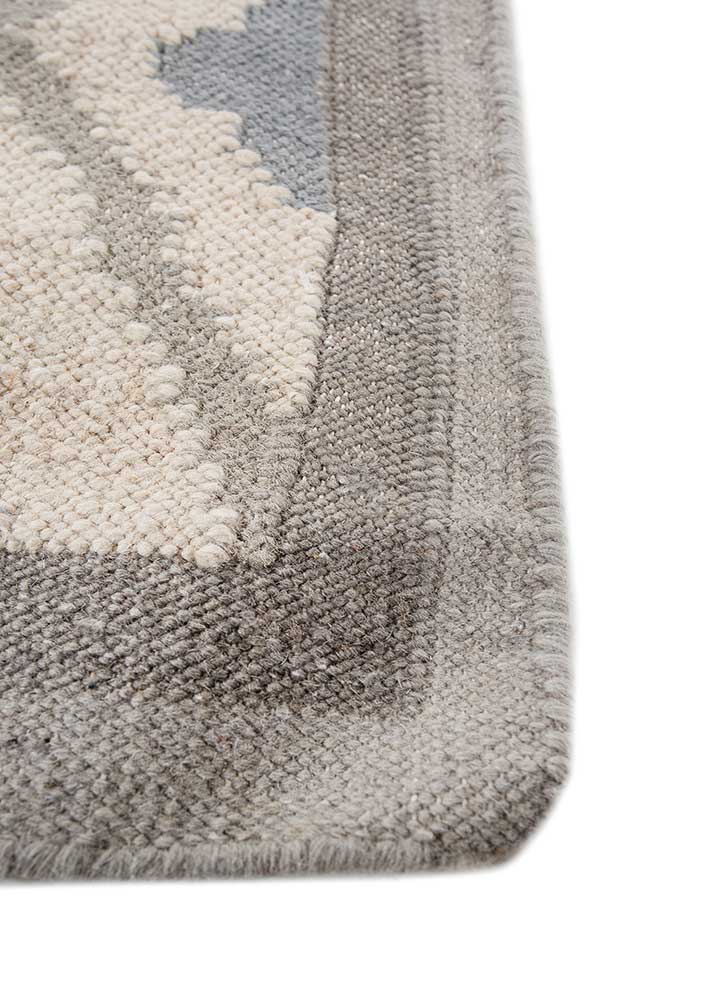 alhambra grey and black wool flat weaves Rug - Corner