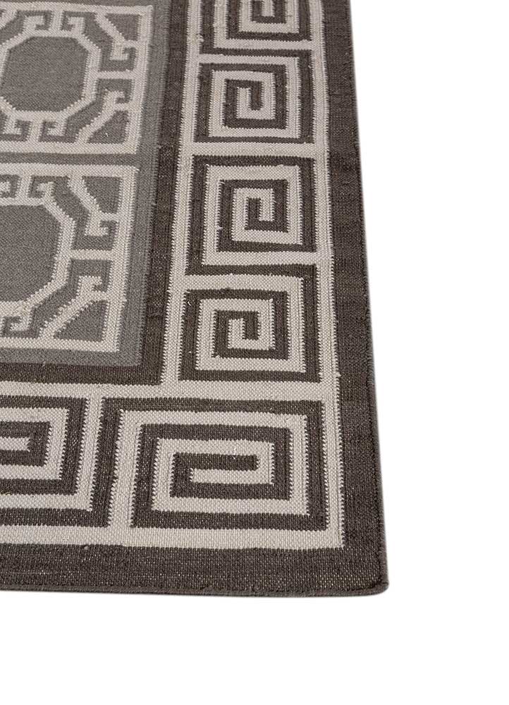 alhambra grey and black wool flat weaves Rug - Corner