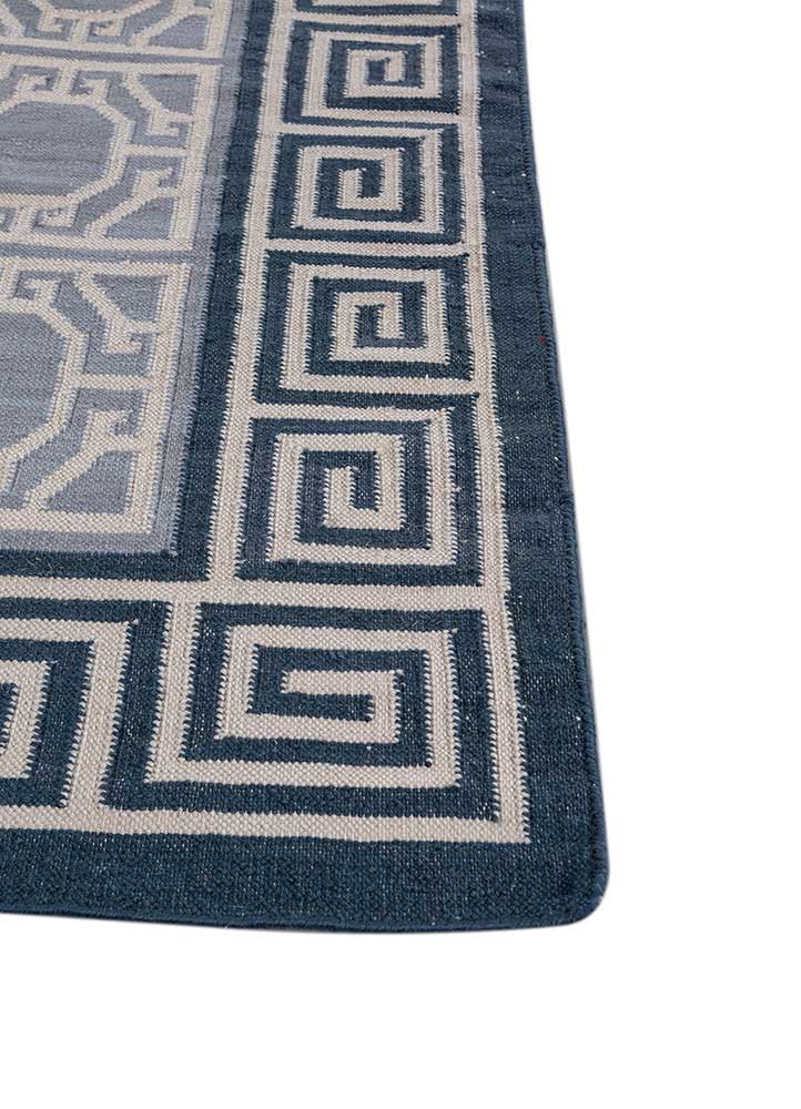 alhambra grey and black wool flat weaves Rug - Corner