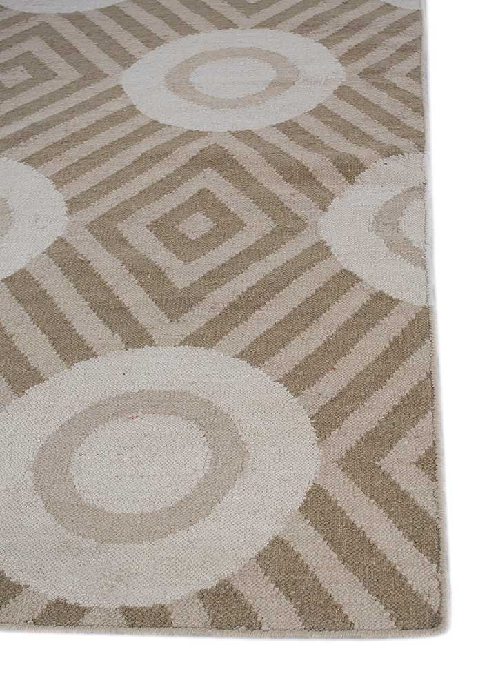 checkers gold wool flat weaves Rug - Corner