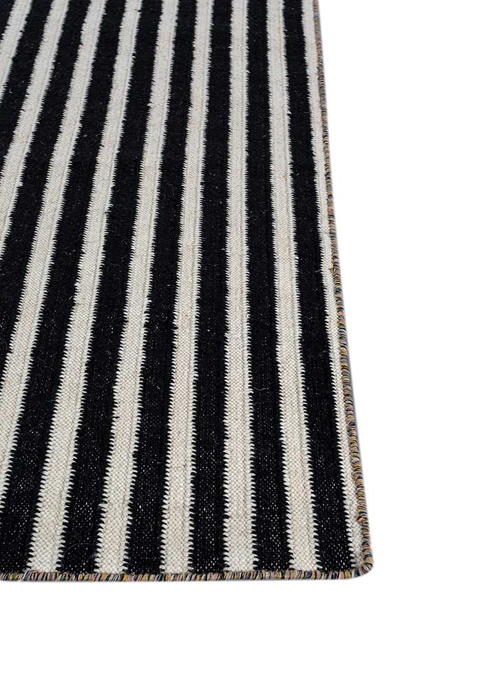checkers grey and black wool flat weaves Rug - Corner