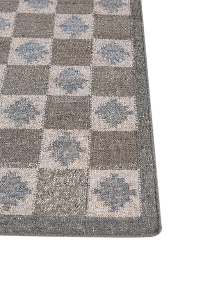 alhambra grey and black wool flat weaves Rug - Corner