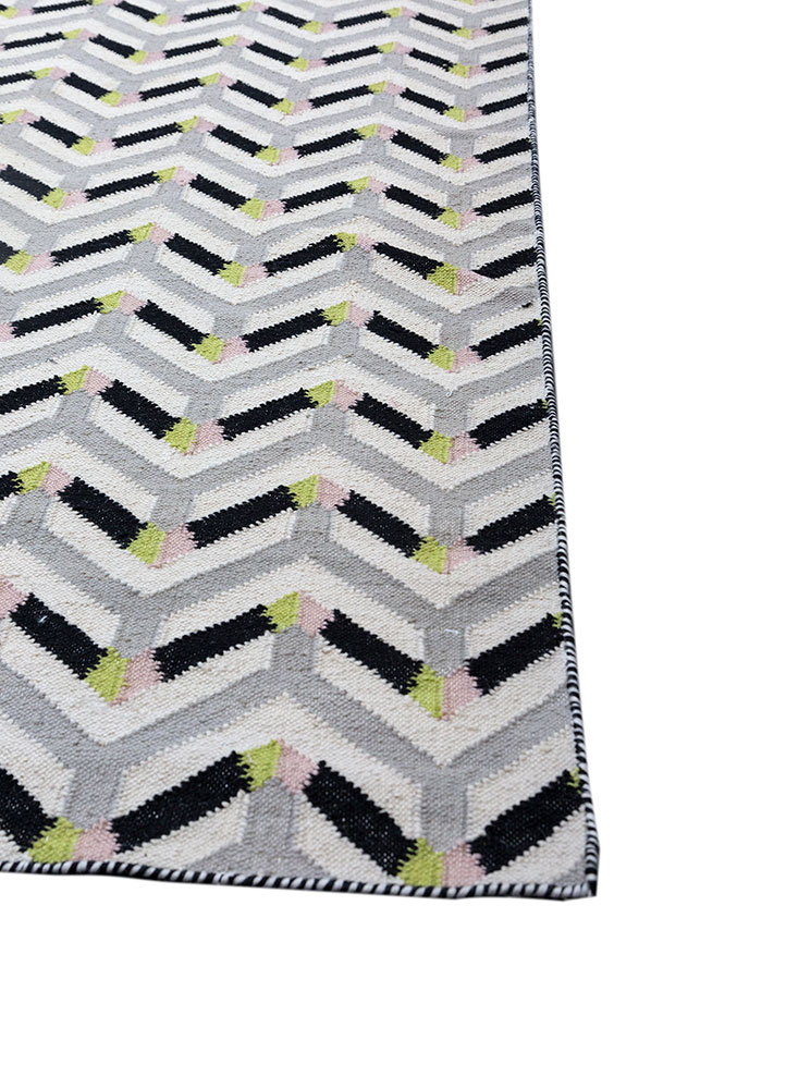 alhambra ivory wool flat weaves Rug - Corner