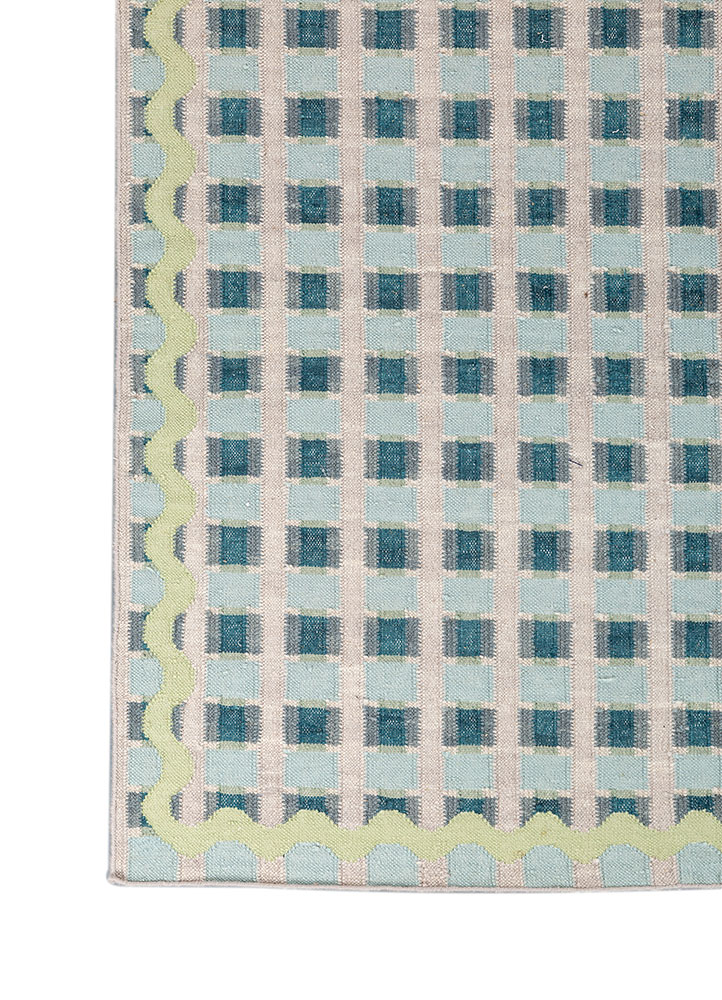 alhambra grey and black wool flat weaves Rug - Corner