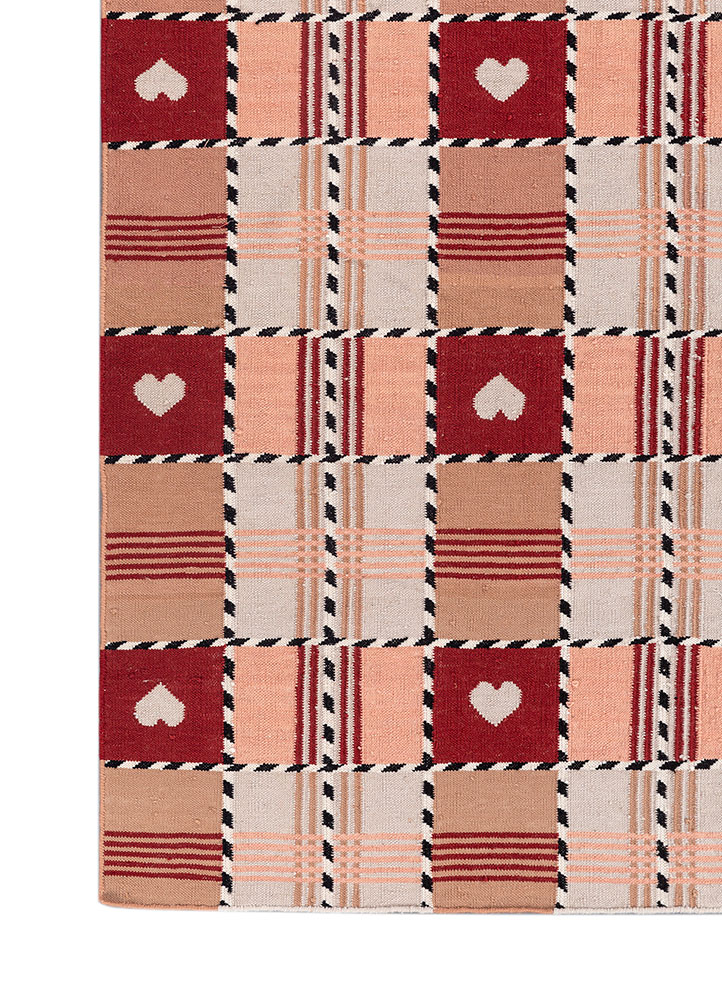 alhambra red and orange wool flat weaves Rug - Corner
