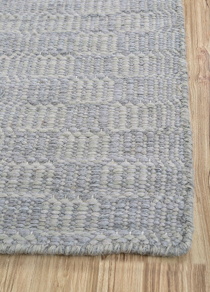 abrash grey and black wool flat weaves Rug - Corner
