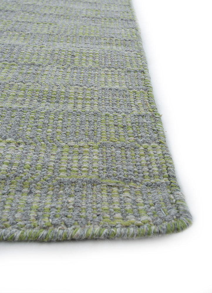abrash grey and black wool flat weaves Rug - Corner